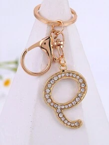 1 st., vergulde en met strass versierde eerste letter sleutelhanger, schattige strass sleutelhanger, geschikt voor dagelijks gebruik, geschikt voor zowel mannen als vrouwen, ringtas, sleutelhanger, rugzakhanger, cadeaus voor vrouwen en meisjes, portemonnee en handtas accessoires, eerste letter A-Z