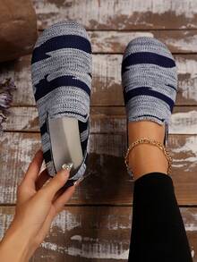 1 Cặp Giày đế bằng lưới thoáng khí dệt kim cỡ lớn cho bé gái tuổi teen, thoải mái khi sử dụng hàng ngày, tiệc tùng, kỳ nghỉ, hàng mới về mùa thu - Xám - Xem 8