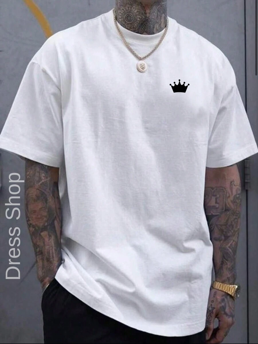 Men's Crown T-Shirt 100% Cotton Shirt Mesh 30.1 - trắng - Xem 1