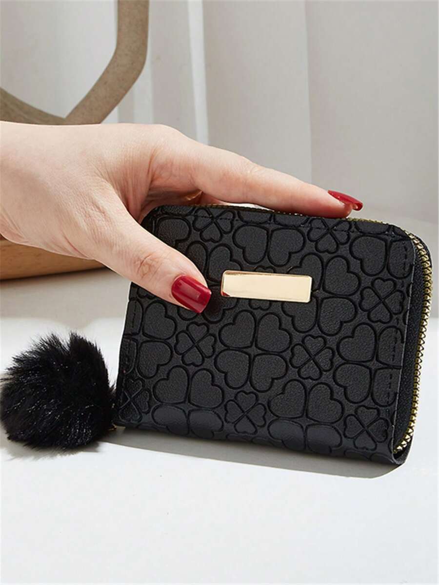 女士手拿包带零钱包 钱包小型商务休闲女士卡片夹女士礼物钱包钱包小钱包 - 黑色 - 查看 1