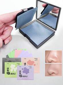 MoFaMeiRen 200pcs Matte Blotting Paper With Powder Puff & Mirror - Portable Oil-Absorbing Sheets, Makeup Friendly Facial Cleansing Tool For Men & Women, Beginners, Skincare, Room Decor, Home, Bedroom, Bathroom, Christmas Gifts, Travel Items, Wedding, Christmas Party, Mother's Gift, Home Decor, Pink Room Decor, Living Room Decor, Bedroom, Men's Gift, Father's Gift, Mushroom, New Year, Mom, Accessories, Dad's Gift, Friends, Fun Gifts - Multicolor - View 2