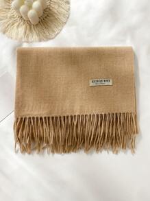 1 件女士羊绒混纺纯色长款流苏围巾，时尚披肩，适合秋冬季 - 彩色 - 查看 24