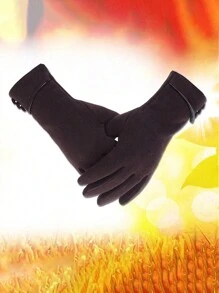 1Pair Winter Thickened Warm Gloves For Unisex, Waterproof, Windproof, Touch Screen Compatible, Button Closure, Ideal For Skiing, Hiking, Cycling, And Outdoor Activities In Extreme Cold Weather Conditions