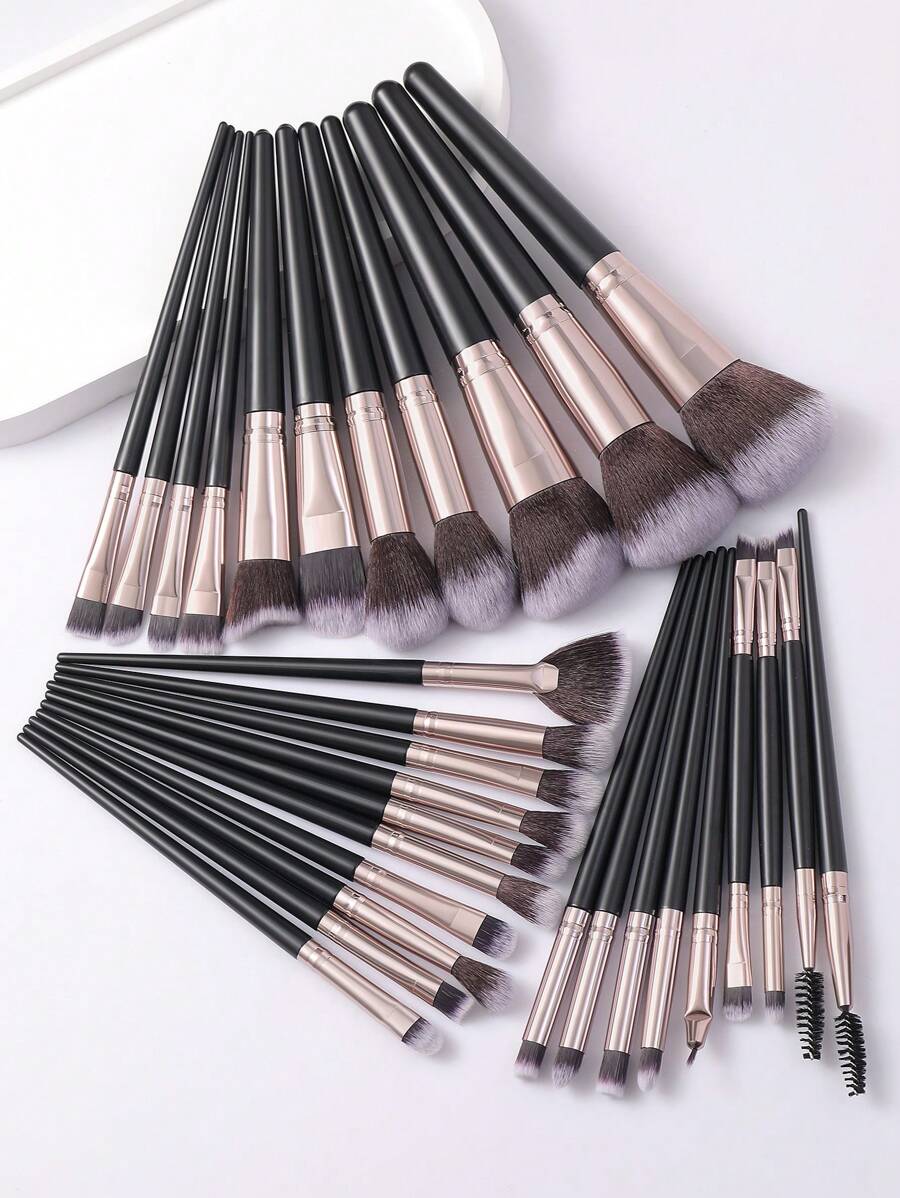 【黑色咖啡色】18-20-22-25-30 件套化妆刷套装，优质合成毛眼影晕染刷套装，化妆工具，化妆刷套装，化妆刷套装，化妆刷套装，全套化妆刷，化妆刷套装，全套化妆工具，刷子套装，化妆刷套装，化妆礼盒套装