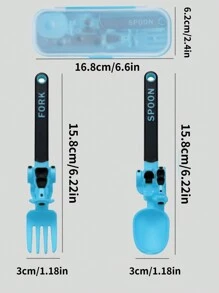 Juego de tenedor y cuchara de PP para bebé con forma de motocicleta y diseño de dibujos animados, vajilla portátil y divertida para niños, incluye caja de almacenamiento, disponible en múltiples colores - Color - Ver 8