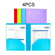 1/2/3/4PCS Plastic Pocket Folders, Project Folders With 3 Hole Punch, Binder School Folders With 2 Pockets, Poly Pocket Folders For Office, Fit Letter Size Paper - A4 - View 19