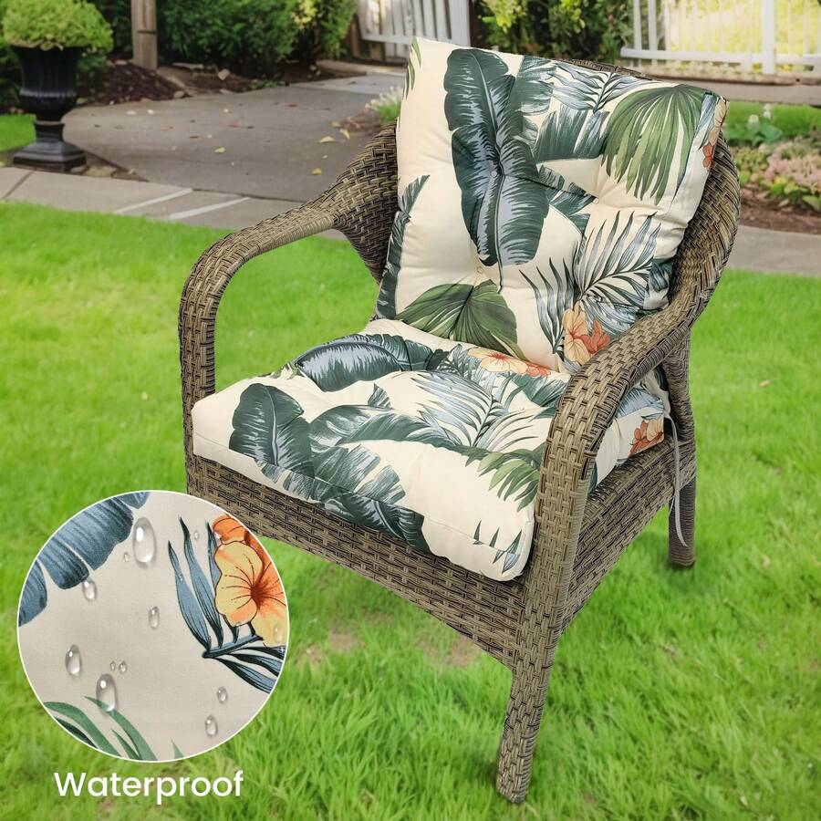 Back Chair Cushion Waterproof Polyester Rocking Chair Cushion With Non-Slip Ties Anti-Fading Deep Seat Chair Cushions, Outdoor Dining Chair Cushion For Patio Cushion Furniture - Hawaii - View 1