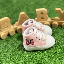Baby High Top Sneakers With Laces And Embroidered Bow For Girls - 淺粉色 - 查看 1