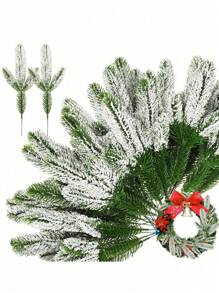 5/10/20 Pieces Of Cedar Picking Artificial Pine Needle Branches Winter False Flocking Branches Christmas Green Spray Handicraft Wreath Wreath, Halloween, Halloween Decoration