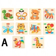 10 Rompecabezas Madera Figura Surtidas Para Niños Pequeños.rompecabezas educativo para bebés de 1-2-3-4-5-6años, un total de 10 rompecabezas con diferentes patrones, incluyendo diferentes animales (oso, ciervo, perro, conejo, caballo, gallo, gato, ratón, mono, tigre).Interesantes patrones de animales y colores brillantes están diseñados para mejorar la capacidad de los niños para aprender los colores mientras estimulan la exploración y la curiosidad de los niños sobre el mundo animal. Juguetes educativos preescolares: los rompecabezas de madera son herramientas educativas para ayudar a los niños a aprender letras, números, colores, formas, etc. Además, ayuda a su hijo a concentrarse y desarrollar la coordinación mano-ojo, la motricidad fina y una mejor percepción visual.los puzles de animales están fabricados con madera ecológica de alta calidad, sin BPA y coloreados con pintura al agua no tóxica. - Marrón - Ver 4