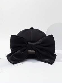 1pc Women's Bow Accent Adjustable Baseball Cap, Casual Outdoor Hat - Black - View 11