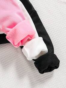 3pcs/Set Tween Girls' Cartoon Print Warm Hooded Sweatshirt - Multicolor - View 5