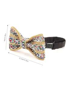 1 pieza Pajarita de cadena de metal con efecto de cristal y patrón de escama de reptil brillante de ABS, accesorio para fiesta/boda/vestimenta formal