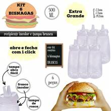 Kit With 6 Tubes For Mayonnaise/Sauce/Ketchup 520ml With Screw Cap, Hygienic Pin And Flip Opening - Trong sáng - Xem 2