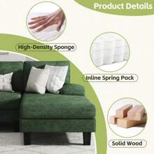Sectional Sofa Couches For Living Room, U Shaped Modular Sectional Sofa, Convertible Sofa Bed 6 Seats Sectional Sleeper Sofa Comfy Couch With Adjustable Backrest - Green - View 5