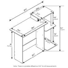 Efficient Home Laptop Notebook Computer Desk With Square Side Shelves, Desk For Students, Clear Computer Desk, Desk Set For Studying, Black Home Office Desk, Americano/Chrome - Sồi trắng - Xem 5