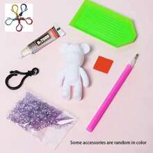 1 pieza de rompecabezas DIY de oso con diamantes de imitación de puntos lindos, caja de regalo creativa, manualidades, pequeños regalos para fiestas. El oso de entrenamiento de ambliopía por puntos (algunos accesorios tienen colores aleatorios)