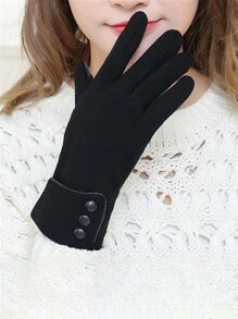 1Pair Winter Thickened Warm Gloves For Unisex, Waterproof, Windproof, Touch Screen Compatible, Button Closure, Ideal For Skiing, Hiking, Cycling, And Outdoor Activities In Extreme Cold Weather Conditions