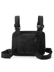 Bolso pectoral/chaleco con múltiples bolsillos de moda, mochila, bolsa de cintura, bolsa de pecho, bolso cruzado, bolso de Navidad, regalo de Navidad para hombres, bolso bandolera para hombres - Negro - Ver 8