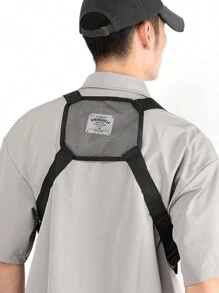 Bolso pectoral/chaleco con múltiples bolsillos de moda, mochila, bolsa de cintura, bolsa de pecho, bolso cruzado, bolso de Navidad, regalo de Navidad para hombres, bolso bandolera para hombres - Negro - Ver 3