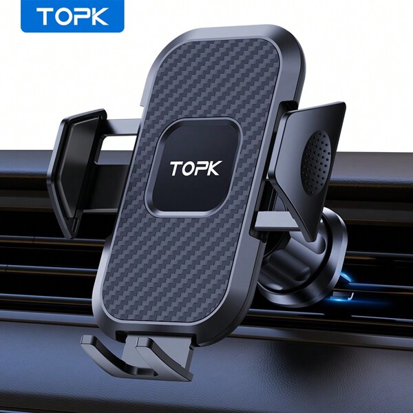 TOPK Suporte de Celular para Carro TOPK D32-G, Gancho de Metal Aprimorado Suporte de Celular para Carro Compatível com Todos os Telefones para Saída de Ar