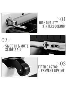 3 Drawers 5 Wheels Mobile File Cabinet Filing Pedestal Lockable Storage For A4 Metal Solid Pedestal With Keys - 黑色+金屬-1 - 查看 7