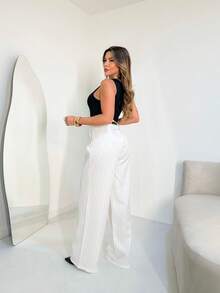 Striped Wide Leg Pants With Belt/AL844 - Blanco - Ver 4
