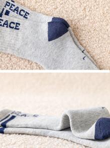 5 pares de calcetines hasta el tobillo para niños y niños pequeños, en patchwork de colores en contraste, con diseños de dibujos animados, letras y rayas, calcetines hasta la pantorrilla con dos líneas, aptos para primavera/otoño, diseño minimalista, lindo y de moda, versátiles para el uso diario