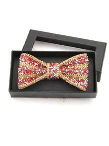 1 pieza Pajarita de cadena de metal con efecto de cristal y patrón de escama de reptil brillante de ABS, accesorio para fiesta/boda/vestimenta formal