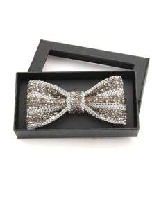 1 pieza Pajarita de cadena de metal con efecto de cristal y patrón de escama de reptil brillante de ABS, accesorio para fiesta/boda/vestimenta formal