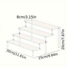1 套多层亚克力展示架、多功能香水收纳架、蛋糕架、工艺品架，采用透明设计和装饰风格，适用于家居装饰