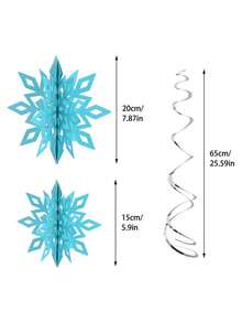 26 Pieces 3D Snowflake Silver Blue White With Ceiling Swirls For Christmas Decorations - Blue and White - View 3