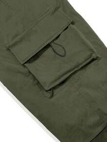 1pc Teen Girls Loose Fit Cargo Pants, With Flap Pockets And Drawstring Design, Suitable For All Seasons - Army Green - View 6