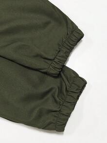 1pc Teen Girls Loose Fit Cargo Pants, With Flap Pockets And Drawstring Design, Suitable For All Seasons - Army Green - View 5
