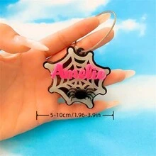 1 件个性化亚克力名字钥匙扣、返校包、万圣节主题定制字母钥匙圈、蜘蛛网、幽灵、南瓜独特字母标签、包包吊坠，是万圣节和圣诞节送给家人和朋友的理想礼物 - 彩色 - 查看 15