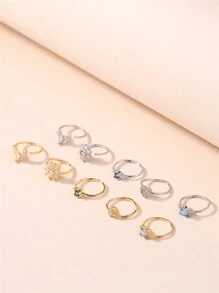 KARYOKO 5Pcs/1pc 20G Nose Rings Hoops For Women White Blue CZ Cartilage Nose Hoop Rings Cute Heart Flower Nose Piercing Jewelry Silver Gold Nose Rings Valentines - Nose Ring - View 8