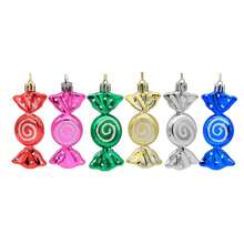 6 đồ trang trí kẹo mạ đỏ có dây, đồ trang trí kẹo Giáng sinh cho trang trí tiệc Giáng sinh, đồ trang trí treo trang trí nhà kẹo đỏ cho Giáng sinh, Halloween, vòng hoa Lễ Tạ ơn, Giáng sinh - Nhiều màu - Xem 7