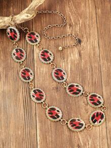 1pc Vintage Acrylic Alloy Milk Texture Printed Adjustable Waist Chain/Belt, Women Waist Decor