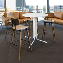 Froadp Mesa de Bar Plegable Ø79cm Mesa Redonda de Bistro 110cm Mesa Plegable Resistente a la Intemperie para Interiores y Exteriores Estructura de Tubo Estable Resistente a los arañazos - Blanco - Ver 6
