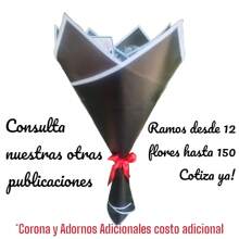 Ramos Eternos de Listón Bouquet con 12 Rosas Para Cumpleaños, Aniversarios. Boda, XV Años, Graduaciónes, Dia De Las Madres, San Valentin, Para Proponer Noviazgo, Decorar Oficina o Habitación. - Rojo - Ver 7