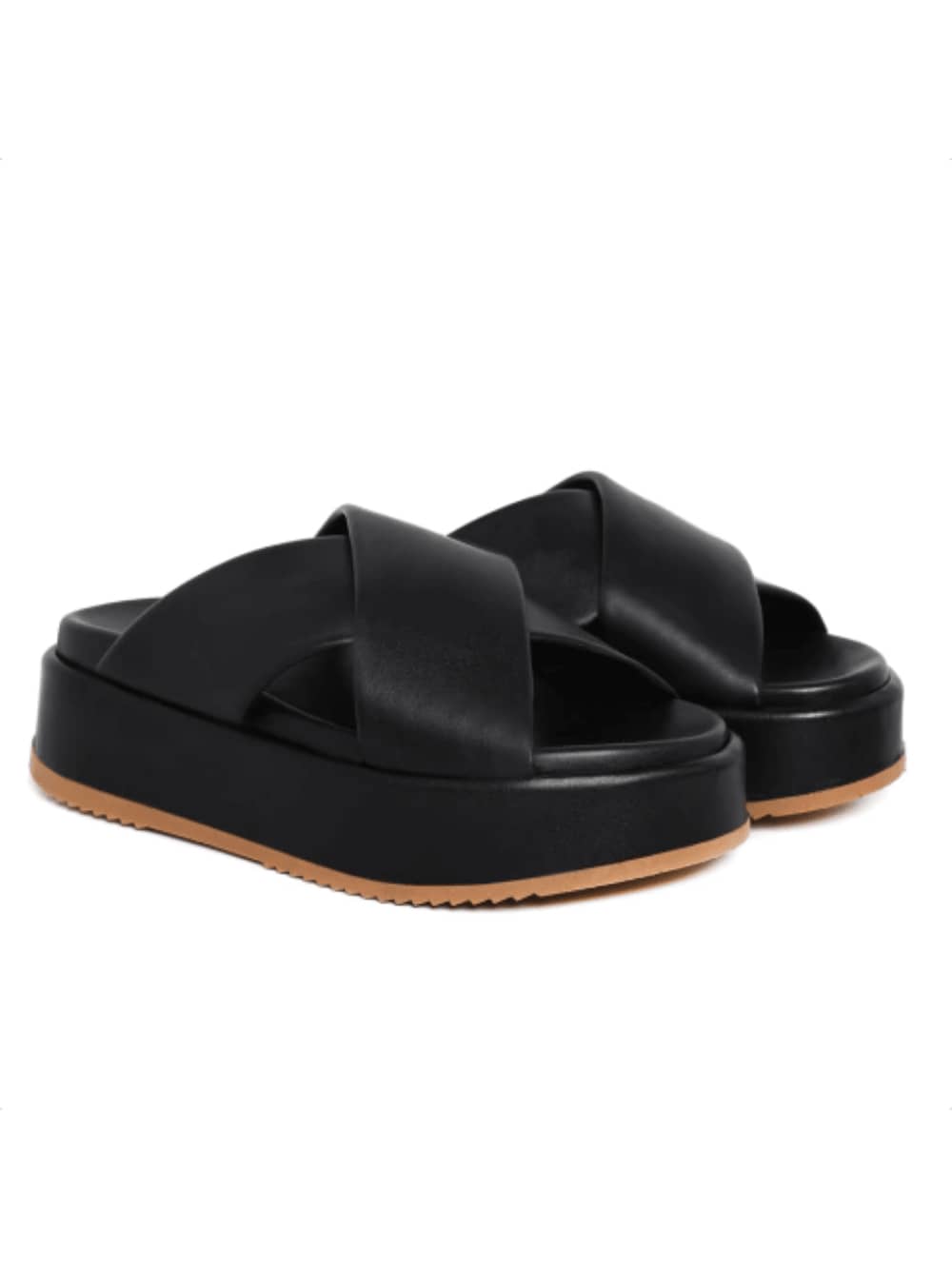 Women's Flatform Slide Sandals X Platform Sandal With Anabela Heel Soft Platform Lightweight Comfortable Current Fashion 2024 - 黑色 - 查看 1