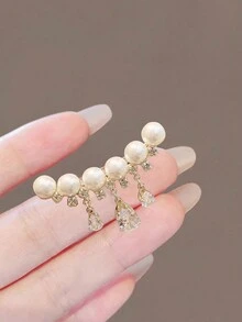 1pc Premium Tassel Teardrop Brooch For Women, Elegant Clothing Accessories Pin - Gold - View 4
