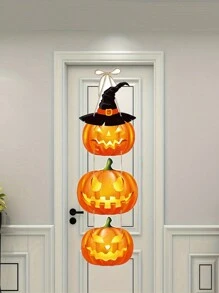 1pc Halloween Pumpkin Door Hanger Paper Crafted Party Decoration For Festive Atmosphere - Orange - View 2