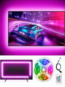 Đèn LED 24KEY cho TV, Đèn LED TV 3,2FT-49FT cho 19-100 inch, Có thể cắt, Chế độ đồng bộ nhạc, Đổi màu, Điều khiển từ xa Đèn LED TV cho phòng ngủ, phòng chơi game và bàn làm việc - RGB - Xem 2