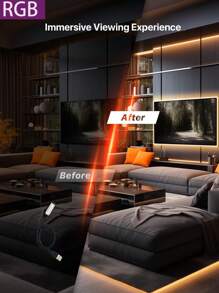 Đèn LED 24KEY cho TV, Đèn LED TV 3,2FT-49FT cho 19-100 inch, Có thể cắt, Chế độ đồng bộ nhạc, Đổi màu, Điều khiển từ xa Đèn LED TV cho phòng ngủ, phòng chơi game và bàn làm việc - RGB - Xem 5