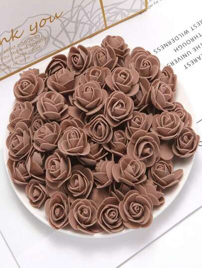 50/100/200/300/400/500个迷你泡沫玫瑰花头，人造花泡沫假花散装，适用于DIY工艺品、婚礼花束、餐桌摆饰、派对餐桌装饰、家居装饰