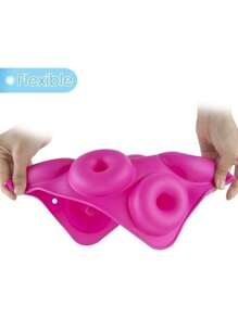 Molde de silicona para donuts de 6 cavidades y 4 colores, molde antiadherente, fácil de desmoldar, duradero, moldes de 6 cavidades para tartas, donuts, galletas, bagels, muffins y magdalenas. - Multicolor - Ver 11