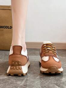 New Fashionable Versatile Sports Shoes For Women, Cute, Elegant, Luxury, Fashion, Retro, Resort Style, Casual, Outdoor, Hiking, Running, Personalized, Non-Slip, Lightweight, Comfortable, Breathable, Fashionable Sports Style, Simple, Versatile Women Shoes - Brown - View 6