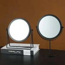 1 Peça Espelho de Vaidade de Mesa de Ferro Estilo Nórdico com Moldura Dourada Redonda, Espelho de Maquiagem Moderno e Simples para Quarto, Melhor Presente