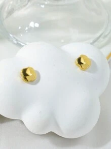 Mazuer 1 对女士复古时尚夸张高端金色几何心形、十字架、四叶草耳环，适合约会、节日派对、日常通勤、度假的优雅礼物 - 金黃色 - 查看 3